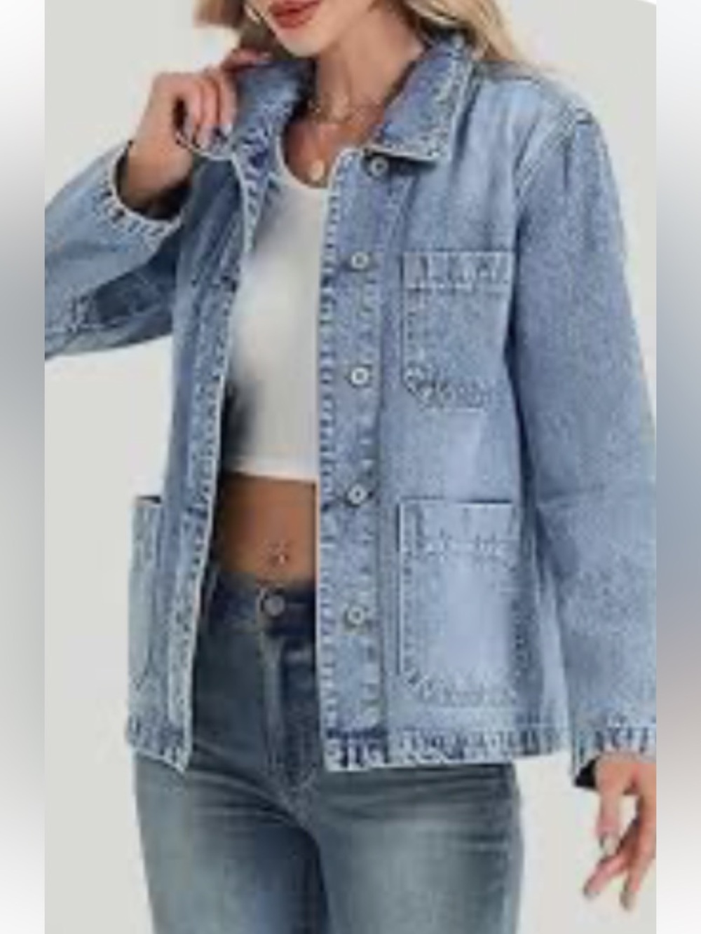 New Michael Kors Acid Wash Denim Jacket in Light Blue